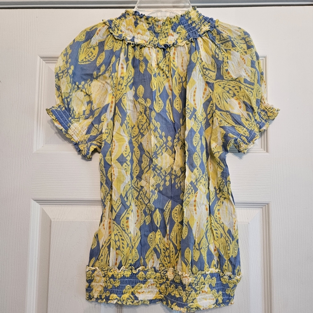 Bcbgeneration Blue And Yellow Patterned Smocked B… - image 5